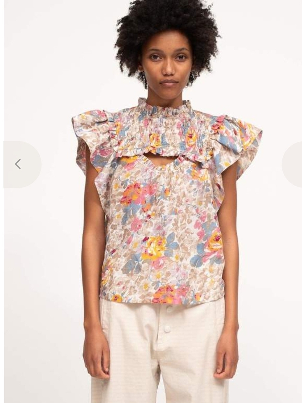 Sea New York Floral Smocked Ruffle Top - Pink, Yellow, Blue Size 8